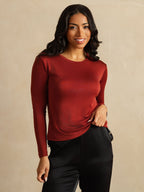 Women's Pure Silk Long Sleeve Round Neck Top