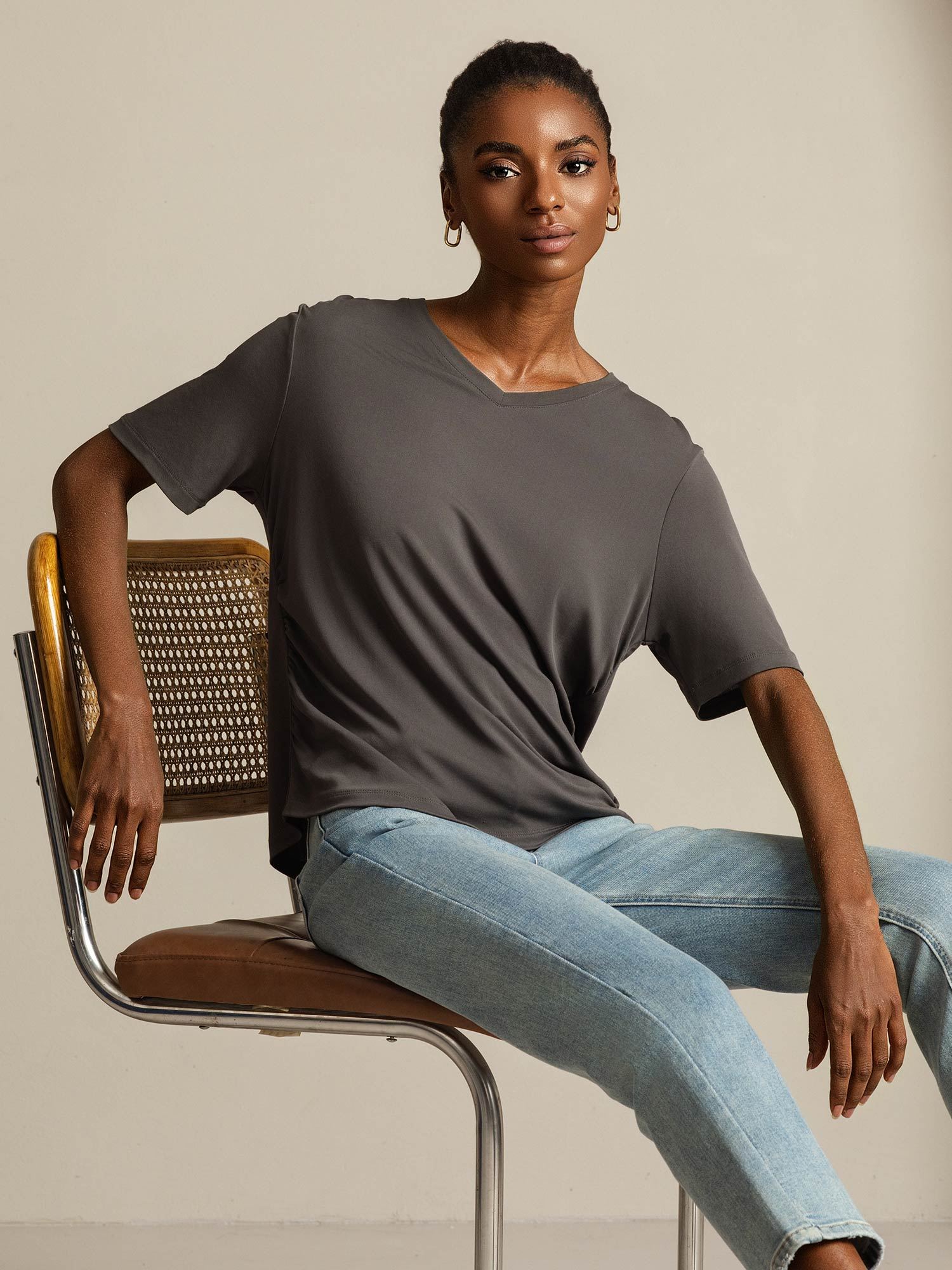 Pure Silk V-Neck Women's T-Shirt