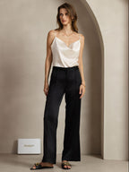 19Momme Silk Straight Leg Women's Pants With Side Pockets Design
