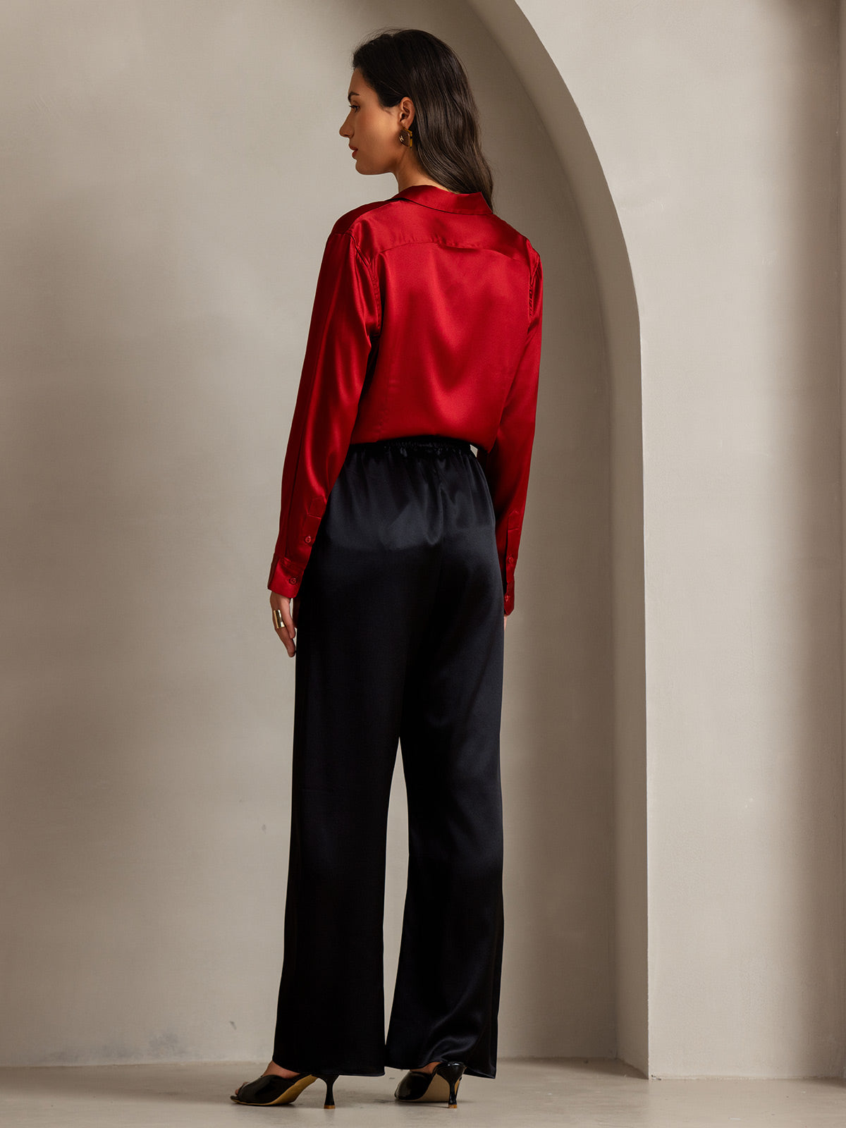 Women's 19 Momme Silk Long Sleeves Button-Up Shirt