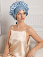 100% Mulberry Silk  Casual Bonnet with Long Ribbons (Two-tone and Double-sided)