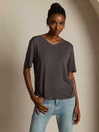 Pure Silk V-Neck Women's T-Shirt