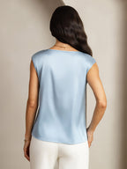 19Momme Silk Cap Sleeve Round Neck Women's Top