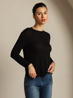 Women's Pure Silk Long Sleeve Round Neck Top