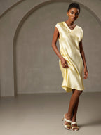 100% Mulberry Silk Cap Sleeve V-neck Midi Nightgown