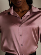 19Momme Silk 3/4 Sleeve Lapel Collar Women's Shirt with Button Up Design