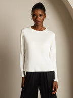 Women's Pure Silk Long Sleeve Round Neck Top