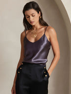 100% Mulberry Silk Spaghetti Strap V Neck Camisole Top