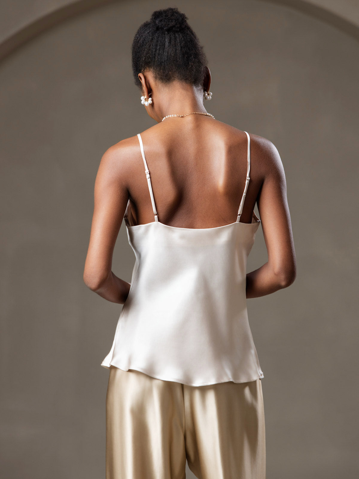 100% Mulberry Silk Spaghetti Strap V Neck Camisole Top