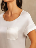 19Momme Washable Silk Short Sleeve Round Neck Short Nightgown