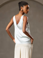 19Momme Silk Sleeveless V Neck Women's Tank Top with V Back Design