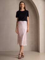 100% Mulberry Silk Stretch Long Straight Skirt