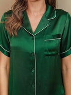 100% Mulberry Silk Women's Short Sleeve Notch Collar Pajamas Set