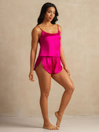 100% Mulberry Silk Side Slit Flowy Cami Set