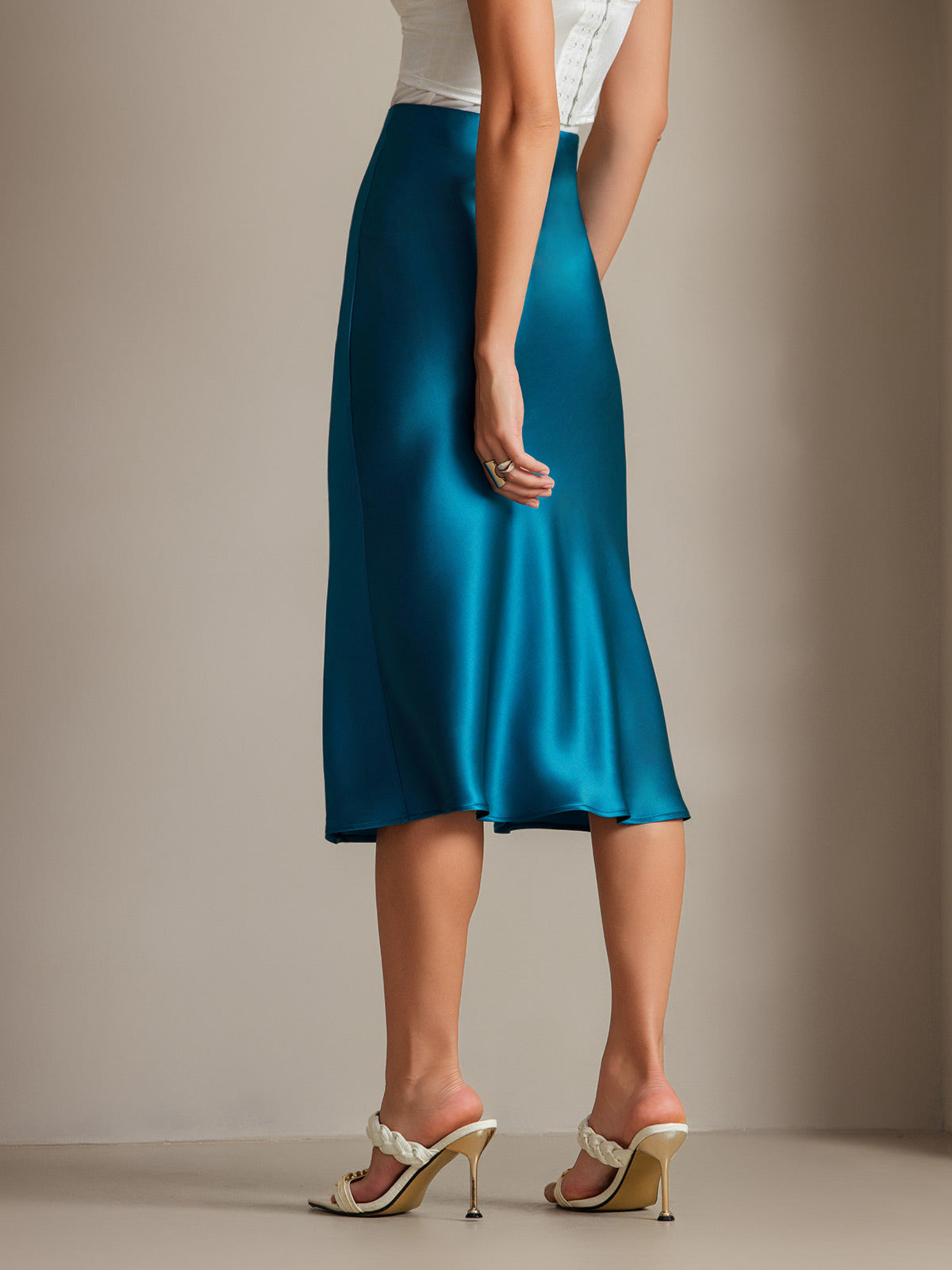 100% Mulberry Silk Stretch Long Straight Skirt