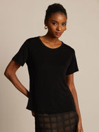 Women's Pure Silk Short Sleeve Round Neck T-Shirt