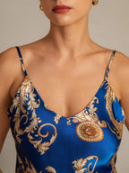 Pure Silk Dragon Print Spaghetti Strap V Neck Camisoles