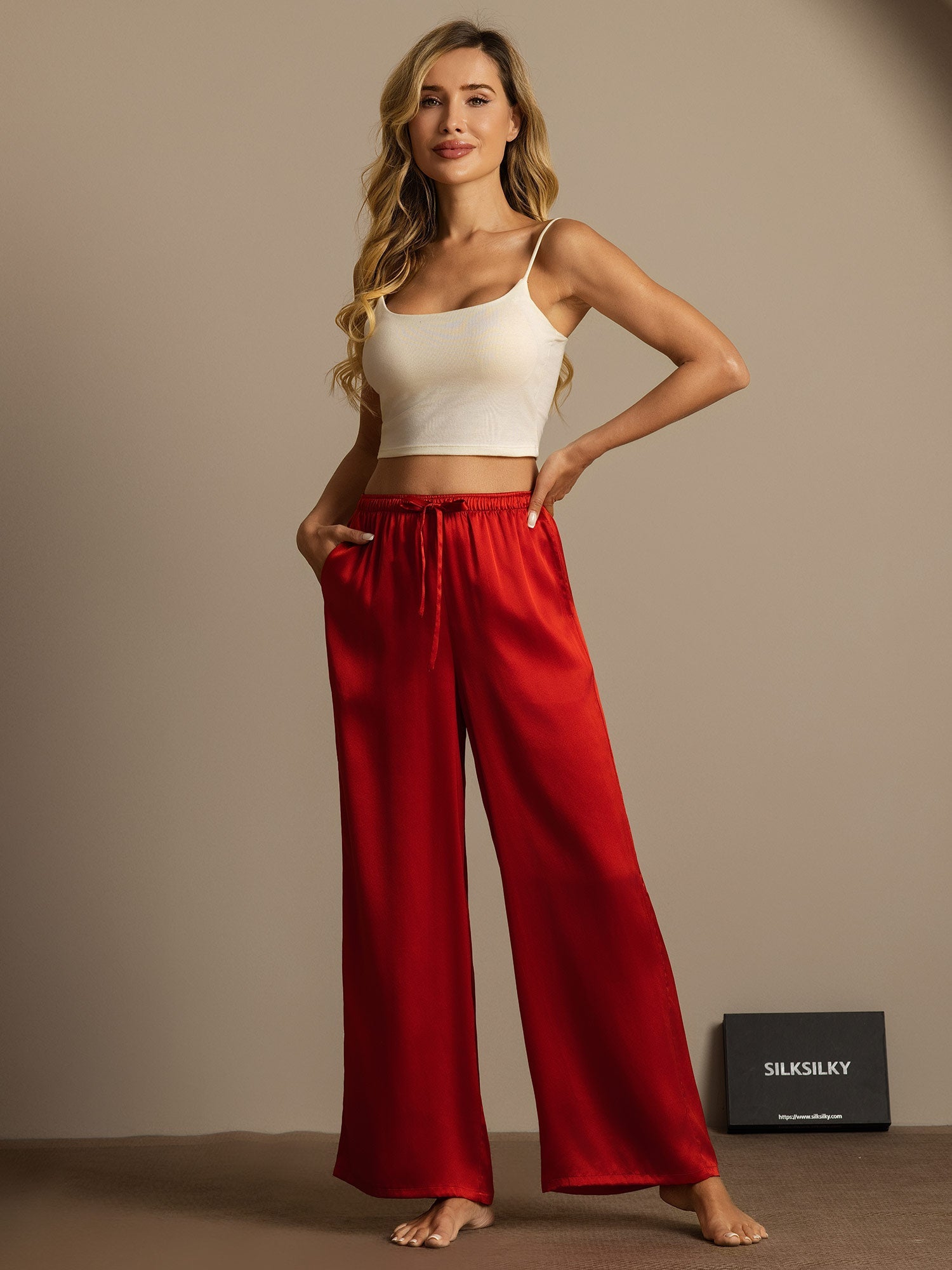 100% Mulberry Silk Wide Leg Women's Pants