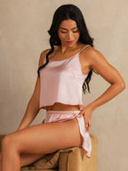 100% Mulberry Silk Side Slit Flowy Cami Set