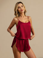 100% Mulberry Silk Side Slit Flowy Cami Set