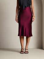 100% Mulberry Silk Stretch Long Straight Skirt