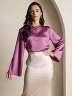 19Momme Silk Bell Sleeve Boat Neck Women's Top