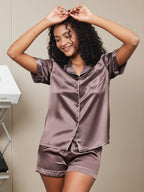 100% Mulberry Silk Women's Short Sleeve Notch Collar Pajamas Set