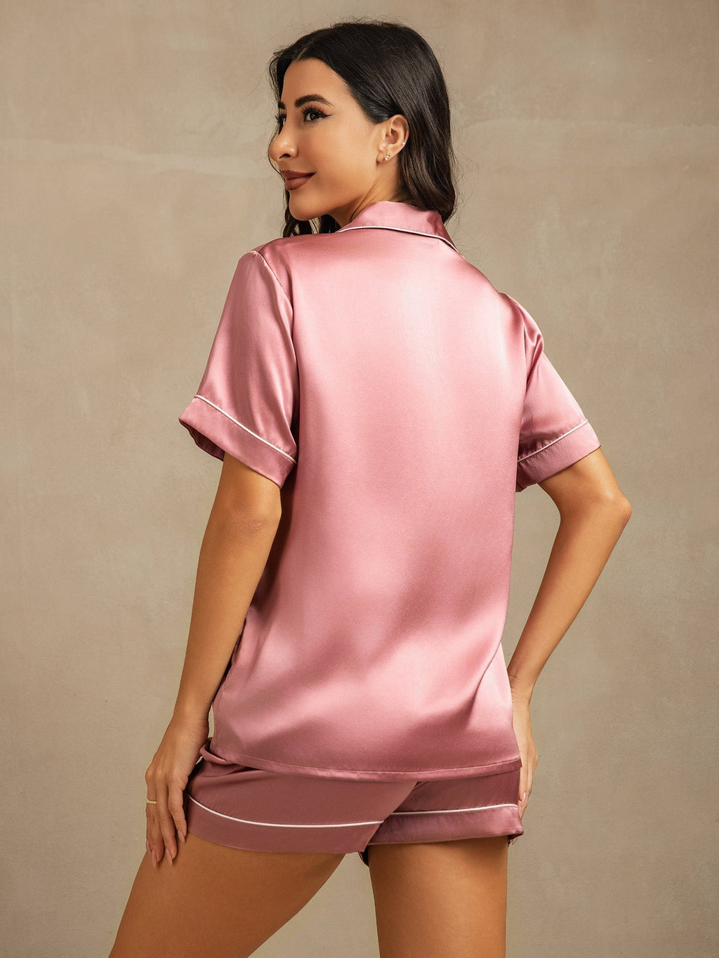 100% Mulberry Silk Women's Short Sleeve Notch Collar Pajamas Set