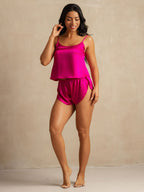 100% Mulberry Silk Side Slit Flowy Cami Set