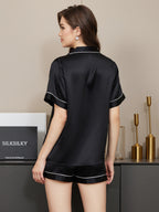 100% Mulberry Silk Women's Short Sleeve Notch Collar Pajamas Set