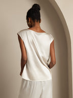 19Momme Women's Silk Cap Sleeve Round Neck Top