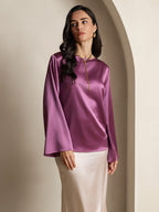 19Momme Silk Bell Sleeve Boat Neck Women's Top