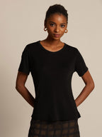 Women's Pure Silk Short Sleeve Round Neck T-Shirt