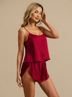 100% Mulberry Silk Side Slit Flowy Cami Set