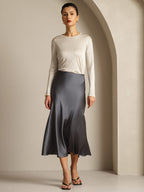 Women's Pure Silk Long Sleeve Round Neck Top