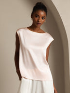 19Momme Silk Cap Sleeve Round Neck Women's Top