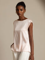 19Momme Women's Silk Cap Sleeve Round Neck Top
