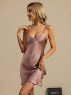 100% Mulberry Silk Nightgown V Neck Essential Slip