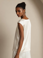 19Momme Women's Silk Cap Sleeve Round Neck Top