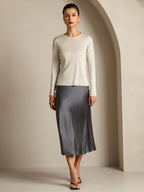 Women's Pure Silk Long Sleeve Round Neck Top