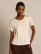 Women's Pure Silk Short Sleeve Round Neck T-Shirt