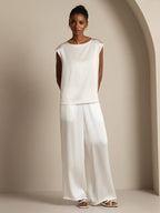 19Momme Silk Cap Sleeve Round Neck Women's Top