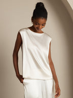 19Momme Women's Silk Cap Sleeve Round Neck Top