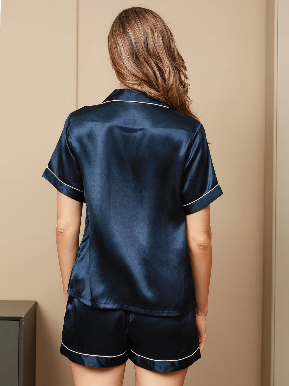 100% Mulberry Silk Women's Short Sleeve Notch Collar Pajamas Set