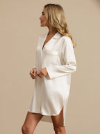 Women's 100% Mulberry Silk Nightshirt with High-Low Hem