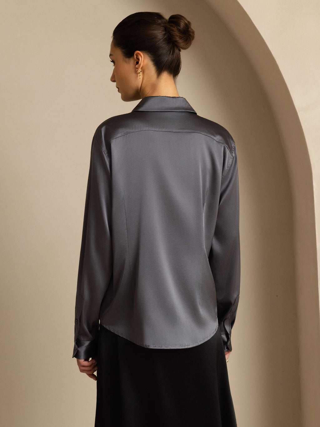 Women's 19 Momme Silk Long Sleeves Button-Up Shirt