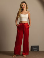 100% Mulberry Silk Wide Leg Women's Pants