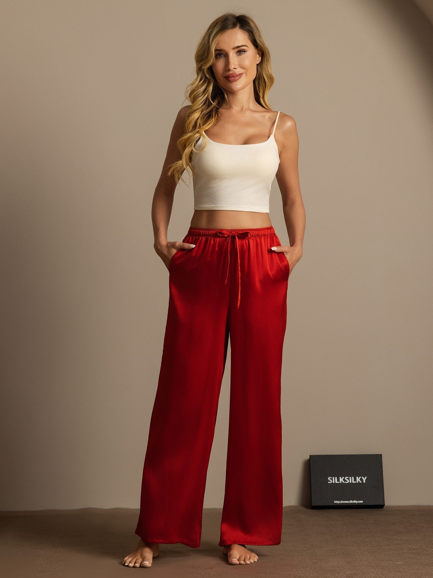 100% Mulberry Silk Wide Leg Women's Pants