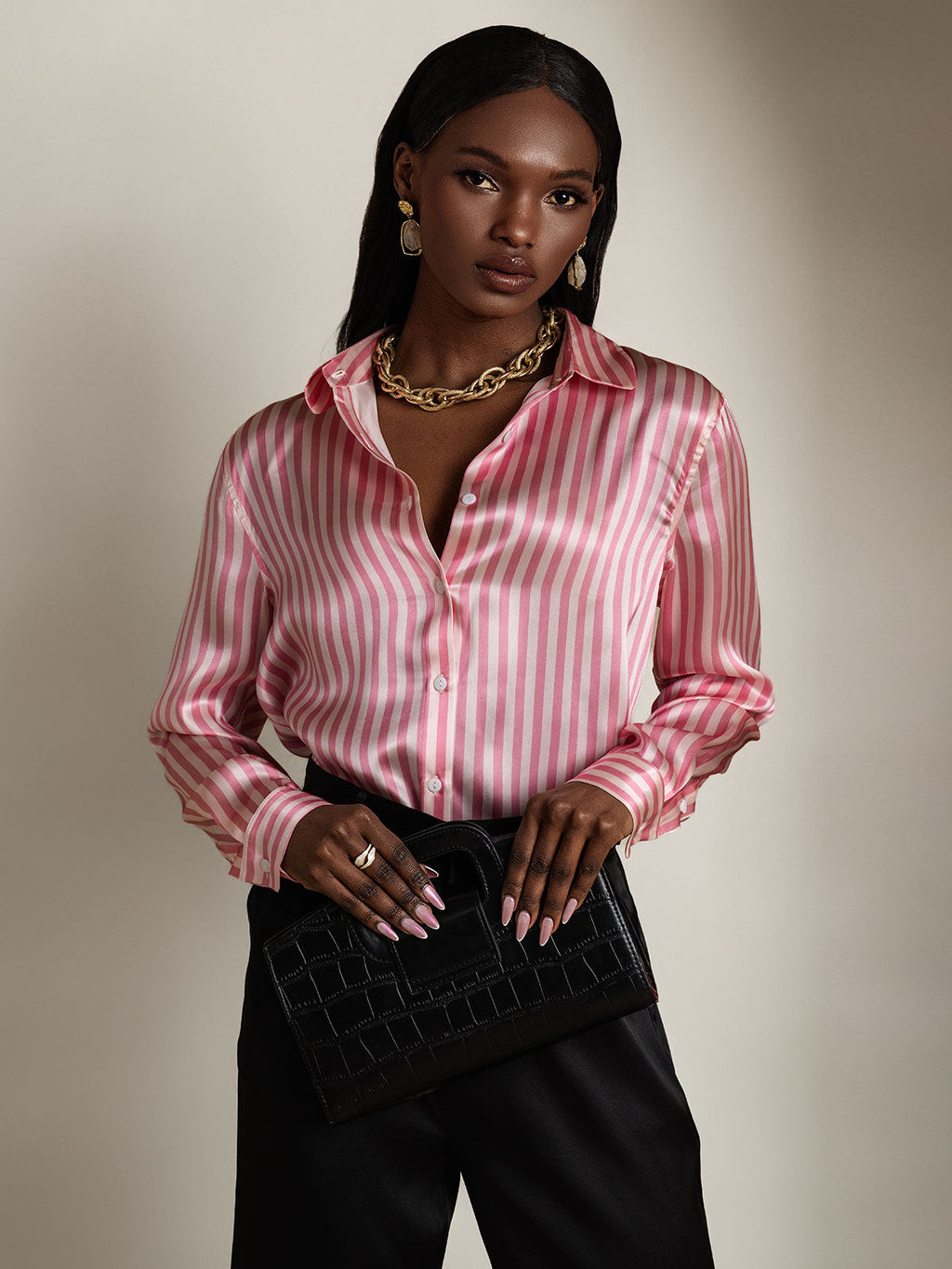 Women's 19 Momme Silk Long Sleeves Button-Up Shirt