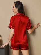 100% Mulberry Silk Women's Short Sleeve Notch Collar Pajamas Set